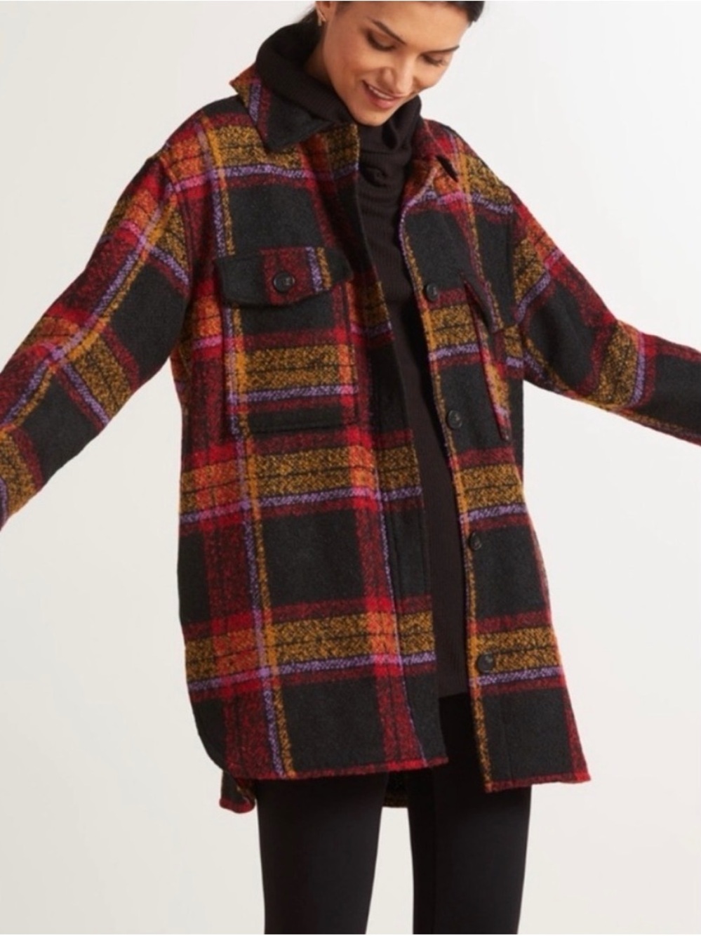 For the Republic Plaid Shacket | Black, Red, purple and Mustard | Size S